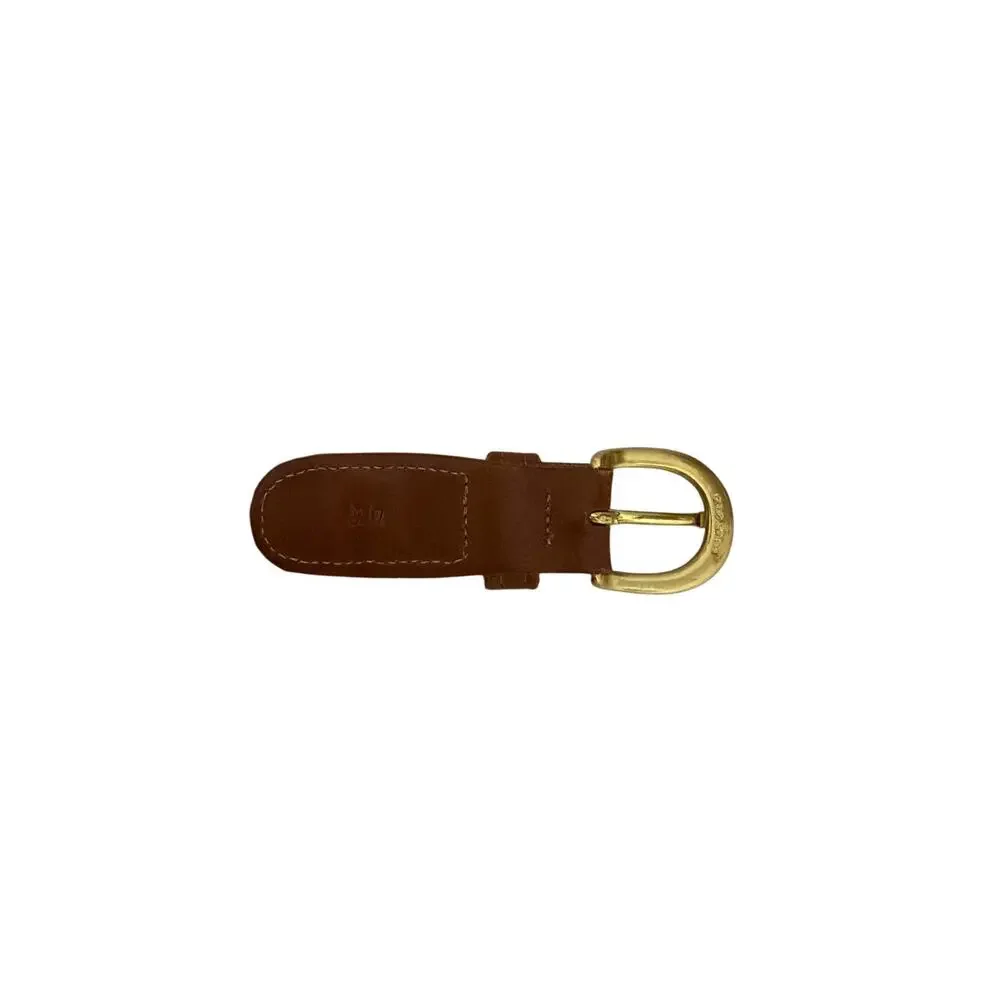Leather Man Ltd. Nantucket Belt Navy Pink Compass Brown Leather Gold Buckle 44
